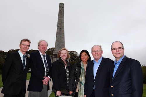 2. US Consul General Gregory Burton and his wife Nana Lee Felding visit the Ross Monument, Rostrevor. Pictured with Gerard McGivern, Director of District Develoment NMDC, Washington Post journalist and author  Steve Vogel and his wife Tiffany and Francis de Courcy Hamilton – a direct descendant of General Ross. 